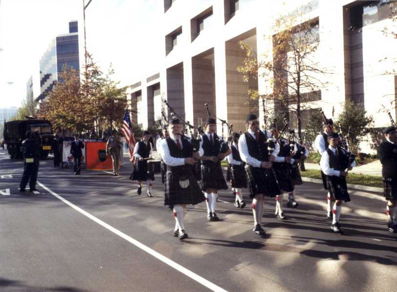 The band marches past